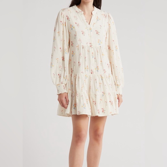 Rachel Parcell Floral Long Sleeve Cotton Gauze Mini Dress Size Large NWT - Picture 6 of 8